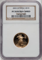 2003-W $10 Quarter-Ounce Gold Eagle Brown Label NGC PF70