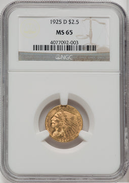 1925-D $2.50 Indian Quarter Eagle NGC MS65 (765248013)