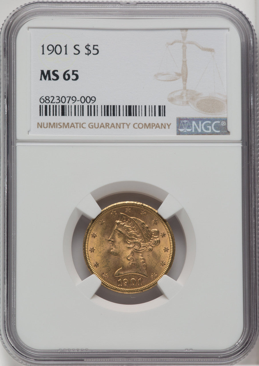 1901-S $5 Liberty Half Eagle NGC MS65 (764563056)