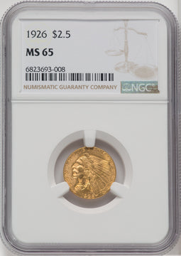 1926 $2.50 Indian Quarter Eagle NGC MS65 (765383011)