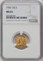 1926 $2.50 Indian Quarter Eagle NGC MS65 (765383009)