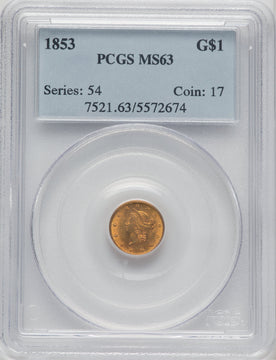 1853 G$1 Gold Dollar PCGS MS63