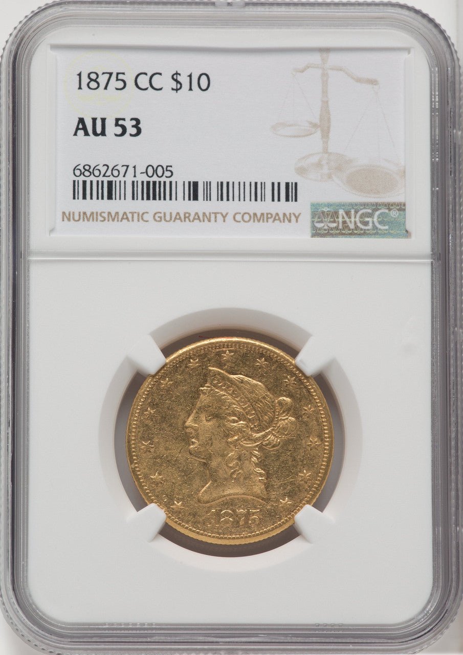 1875-CC $10 Liberty Eagle NGC AU53