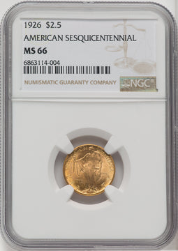 1926 $2.50 SESQUI Commemorative Gold NGC MS66 (765374005)