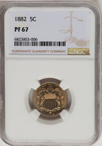 1882 5C Proof Shield Nickel NGC PR67