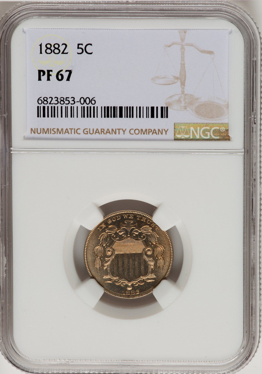 1882 5C Proof Shield Nickel NGC PR67