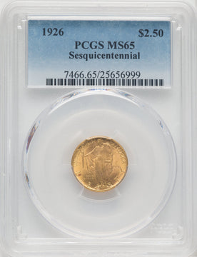 1926 $2.50 SESQUI Commemorative Gold PCGS MS65 (518448063)