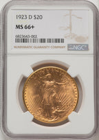 1923-D $20 Saint-Gaudens Double Eagle NGC MS66+