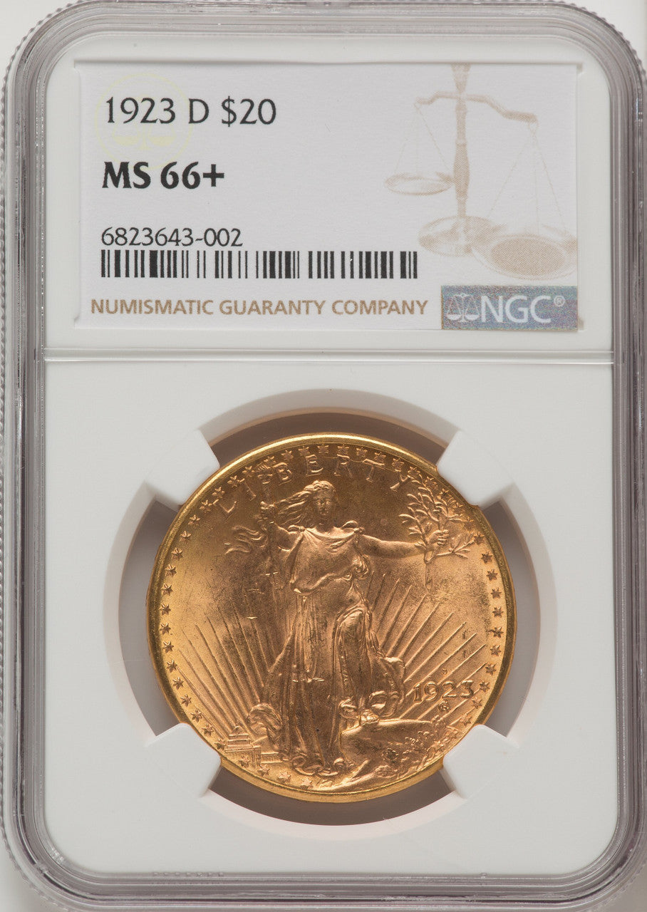 1923-D $20 Saint-Gaudens Double Eagle NGC MS66+