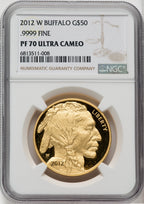 2012-W $50 One-Ounce Gold Buffalo Brown Label NGC PF70