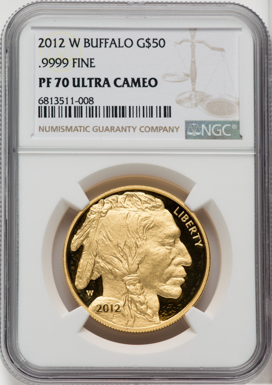 2012-W $50 One-Ounce Gold Buffalo Brown Label NGC PF70