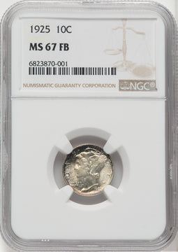 1925 10C FB Mercury Dime NGC MS67