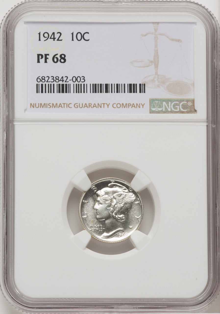 1942 10C Proof Mercury Dime NGC PR68 (764066001)