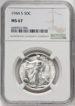 1944-S 50C Walking Liberty Half Dollar NGC MS67