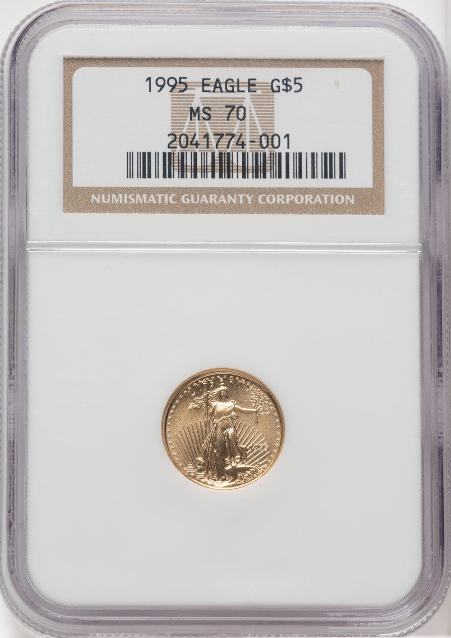 1995 $5 Tenth-Ounce Gold Eagle Brown Label NGC MS70