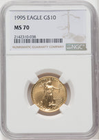 1995 $10 Quarter-Ounce Gold Eagle Brown Label NGC MS70