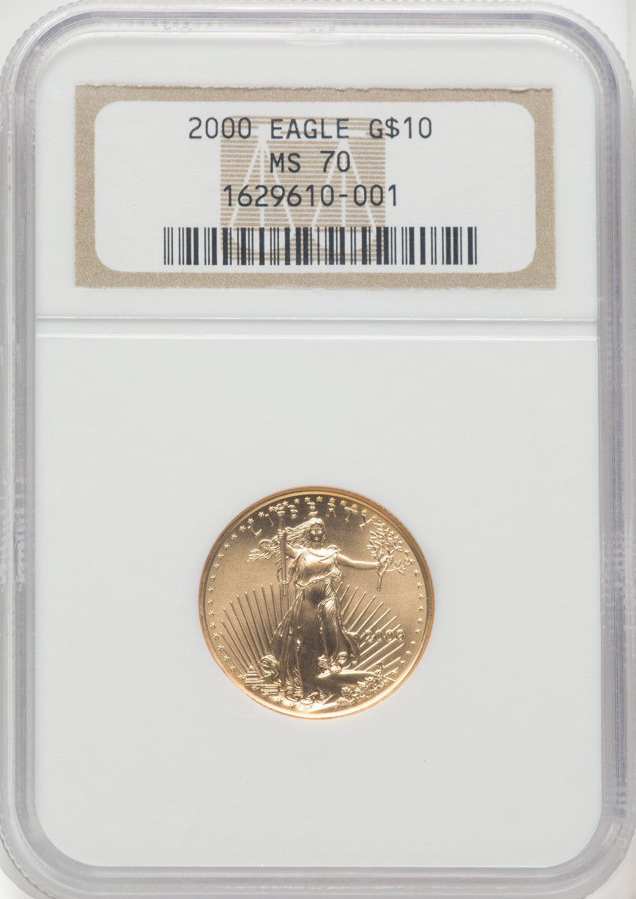 2000 $10 Quarter-Ounce Gold Eagle Brown Label NGC MS70