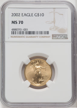 2002 $10 Quarter-Ounce Gold Eagle NGC MS70 (763479024)