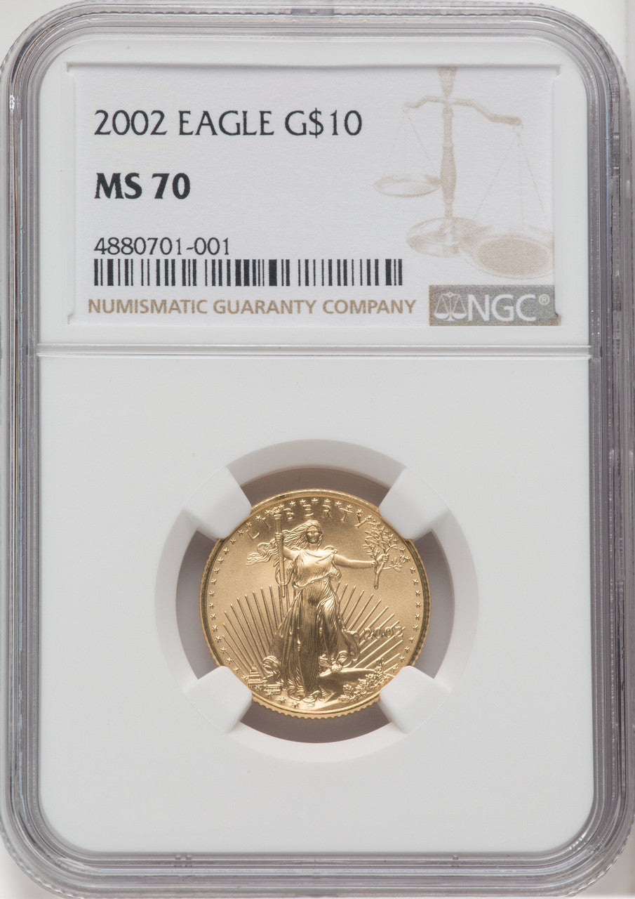 2002 $10 Quarter-Ounce Gold Eagle NGC MS70 (763479024)
