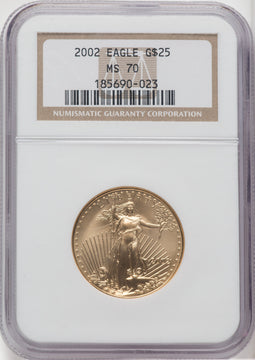 2002 $25 Half-Ounce Gold Eagle Brown Label NGC MS70