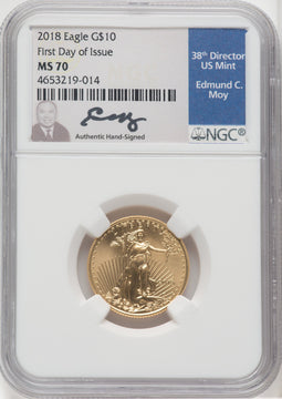 2018 $10 Quarter-Ounce Gold Eagle First Day of Issue NGC MS70