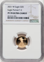 2021-W T2 Gold American Eagle Brown Label NGC PF70