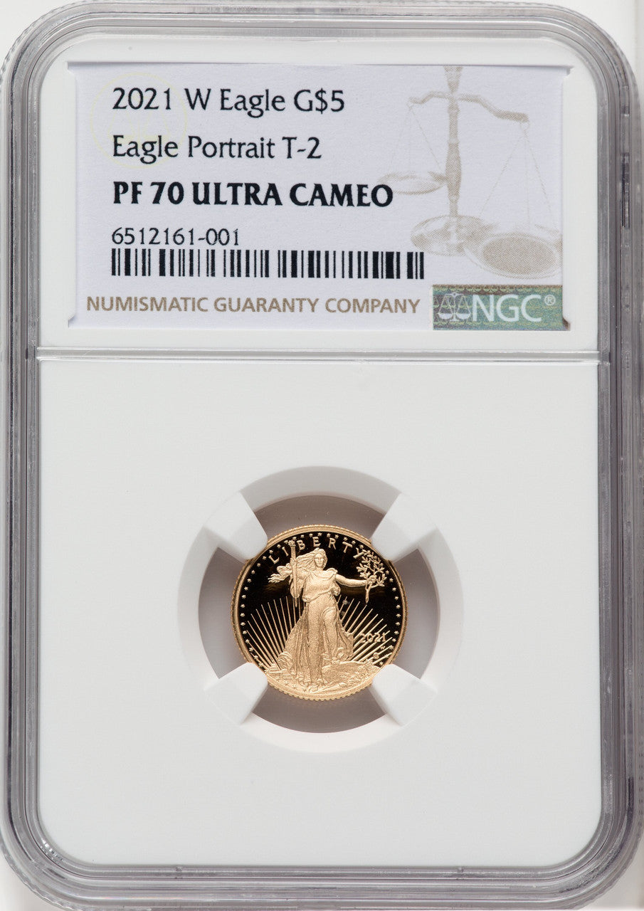 2021-W T2 Gold American Eagle Brown Label NGC PF70