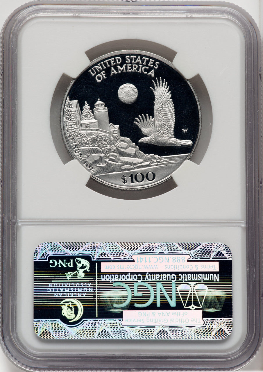 1998-W $100 One-Ounce Platinum Eagle Statue of Liberty Brown Label NGC PF70