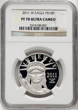 2011-W $100 One-Ounce Platinum Eagle Statue of Liberty Brown Label NGC PF70