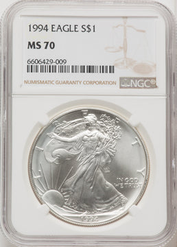 1994 S$1 Silver Eagle NGC MS70