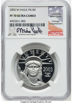 2021-W $100 Platinum Eagle Freedom of Religion NGC PF70 Castle