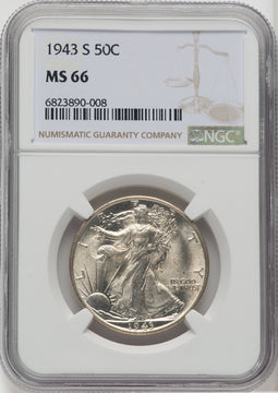 1943-S 50C Walking Liberty Half Dollar NGC MS66