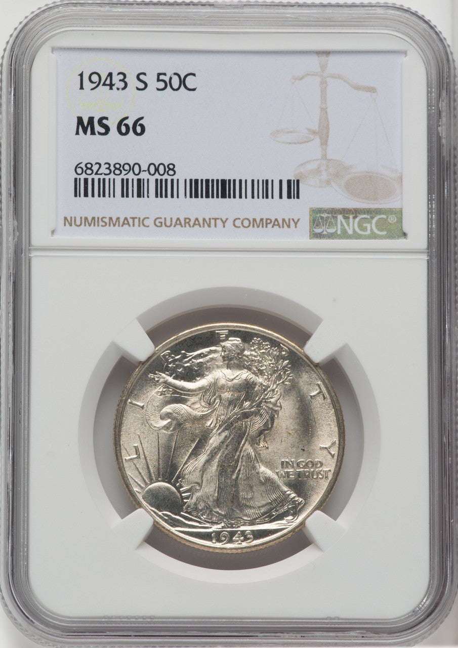 1943-S 50C Walking Liberty Half Dollar NGC MS66