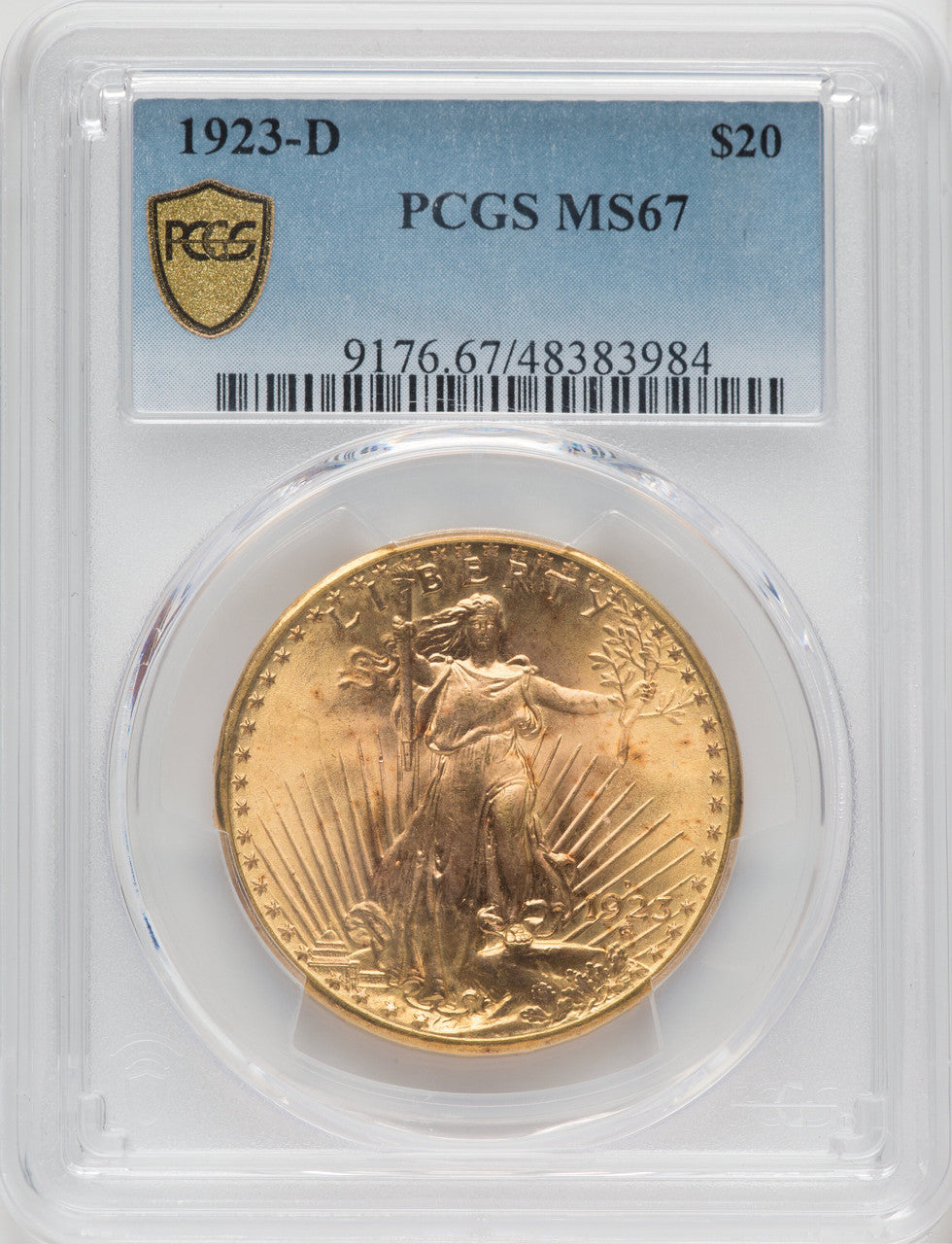 1923-D $20 Saint-Gaudens Double Eagle PCGS MS67