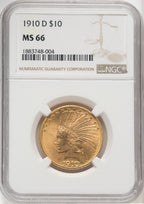1910-D $10 Indian Eagle NGC MS66