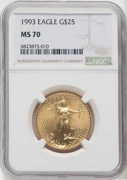 1993 $25 Half-Ounce Gold Eagle NGC MS70
