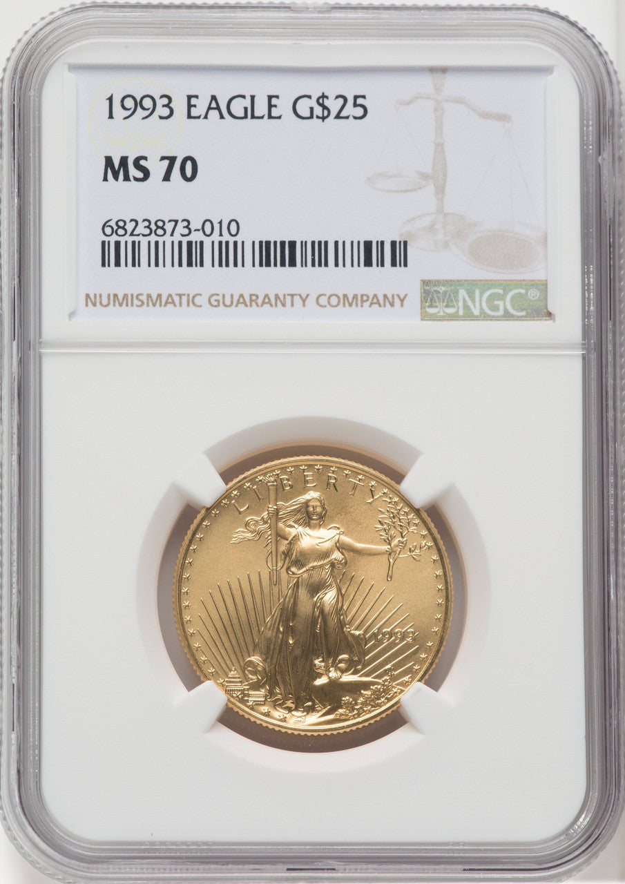 1993 $25 Half-Ounce Gold Eagle NGC MS70