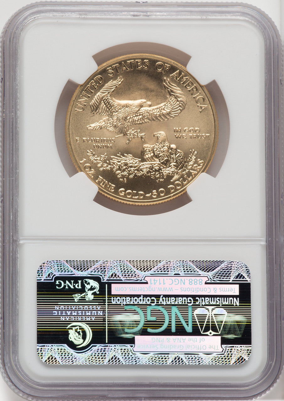 2009 $50 One-Ounce Gold Eagle First Strike Brown Label NGC MS70