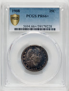 1908 25C Proof Barber Quarter PCGS PR66+