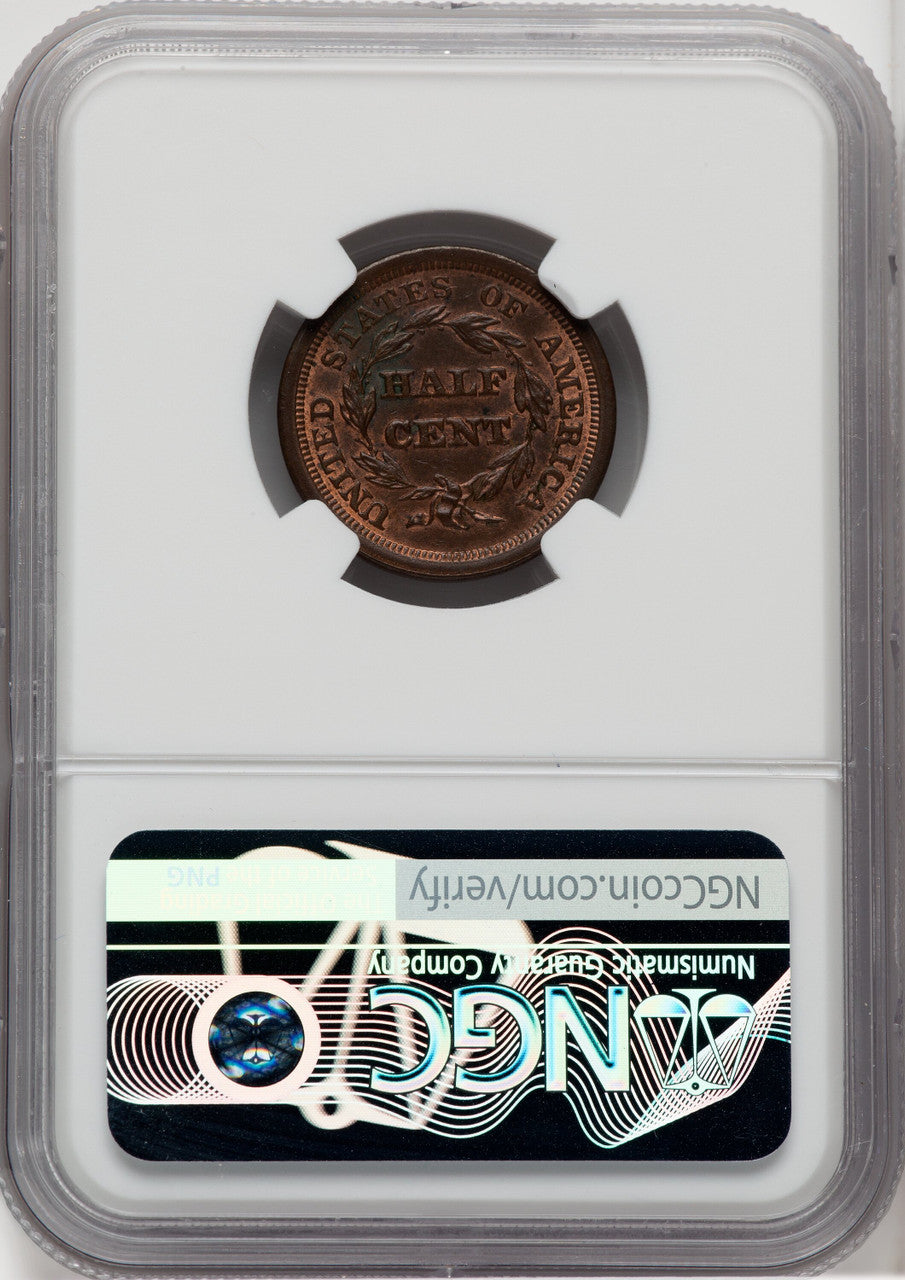1851 1/2 C C-1 RB Half Cent NGC MS62