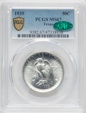 1935 50C Texas CAC Commemorative Silver PCGS MS67