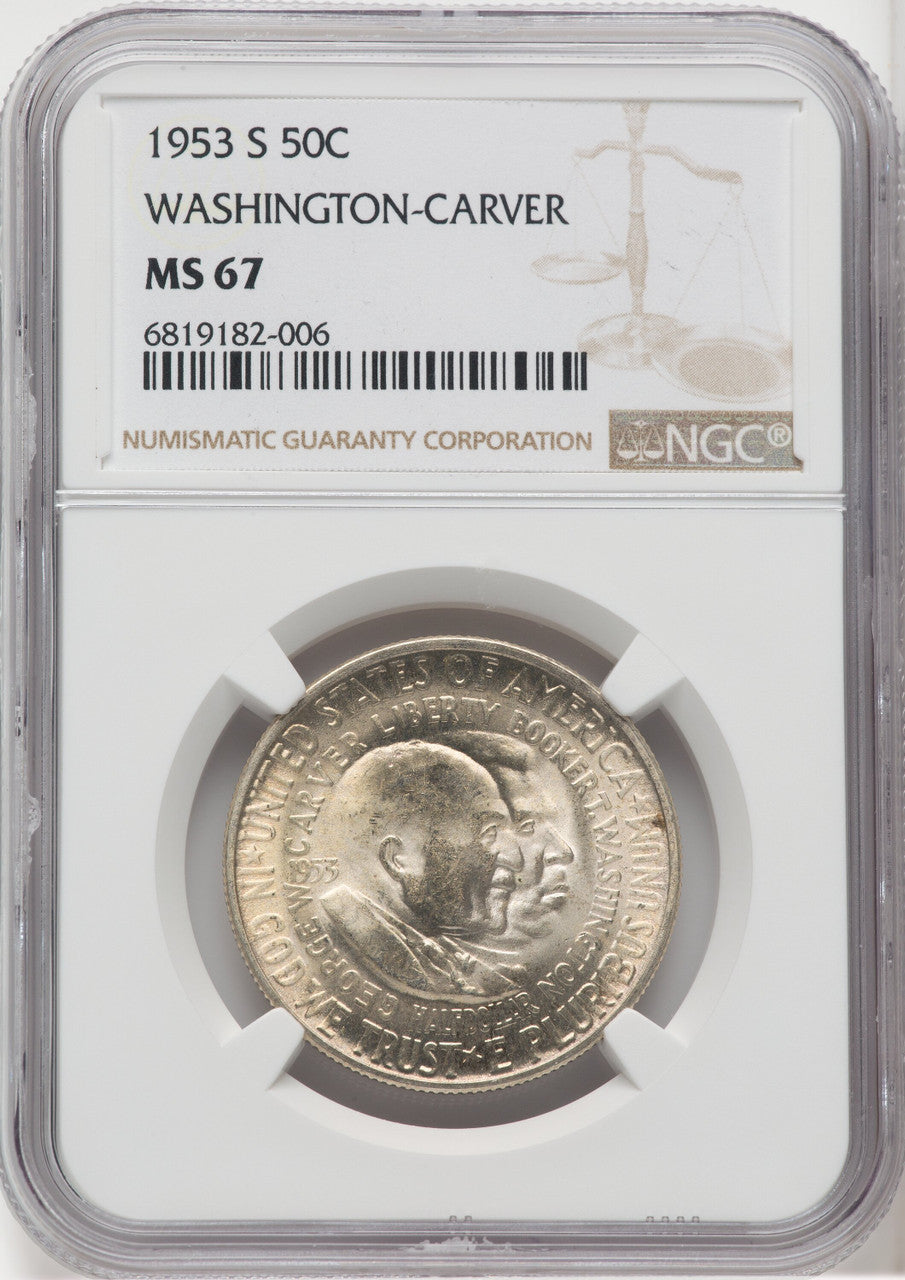 1953-S 50C Washington-Carver Commemorative Silver NGC MS67 (505782127)