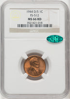 1944-D/S 1C FS-512 Lincoln Cent NGC MS66