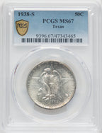 1938-S 50C Texas Commemorative Silver PCGS MS67