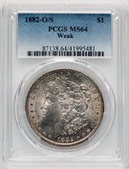 1882-O $1 O/S Weak Morgan Dollar PCGS MS64