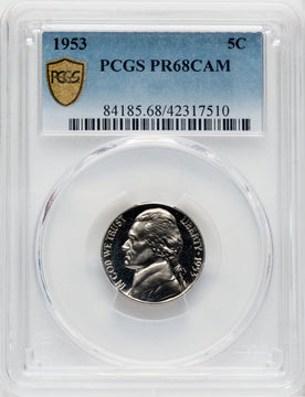 1953 5C CA Proof Jefferson Nickel PCGS PR68