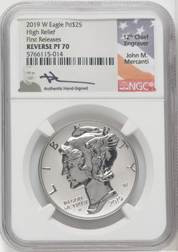 2019-W $25 Palladium Reverse Proof NGC PF70 John Mercanti