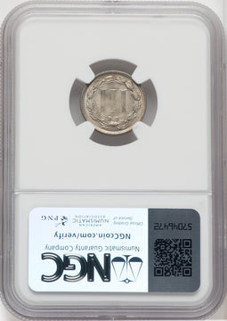 1873 3CN Open 3 Three Cent Nickel NGC MS66