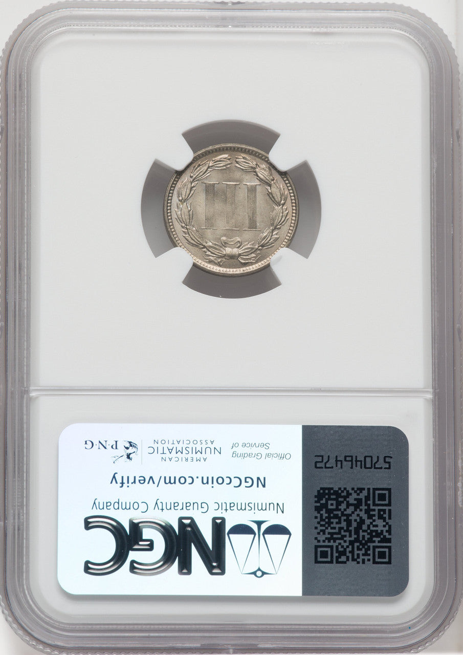 1873 3CN Open 3 Three Cent Nickel NGC MS66