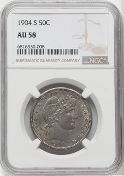 1904-S 50C Barber Half Dollar NGC AU58